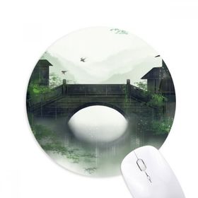 Dıythinker Güney Sezonu Çin Stili Suluboya Baskılı Yuvarlak Kaymaz Kauçuk Mouse Pad