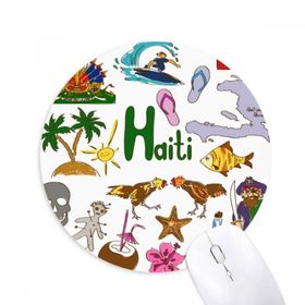 Dıythinker Haiti Landscap Hayvanlar Ulusal Bayrak Baskılı Yuvarlak Kaymaz Kauçuk Mouse Pad
