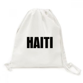 Dıythinker Haiti Ülke Adı Siyah Kanvas İpli Sırt Çantası