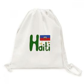 DIYThinker Haiti Ulusal Bayrağı Kırmızı Mavi Desen Tuval İpli Sırt Çantası
