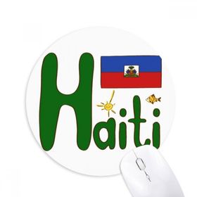 Dıythinker Haiti Ulusal Bayrak Kırmızı Mavi Desen Baskılı Yuvarlak Kaymaz Kauçuk Mouse Pad