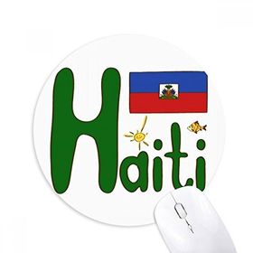 Dıythinker Haiti Ulusal Bayrak Kırmızı Mavi Desen Baskılı Yuvarlak Kaymaz Kauçuk Mouse Pad