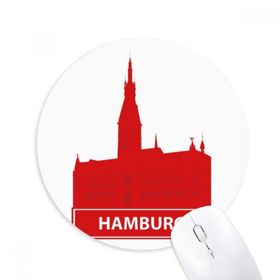 Dıythinker Hamburg Almanya Kırmızı Kent Simgesi Baskılı Yuvarlak Kaymaz Kauçuk Mouse Pad