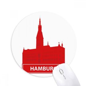 Dıythinker Hamburg Almanya Kırmızı Kent Simgesi Baskılı Yuvarlak Kaymaz Kauçuk Mouse Pad