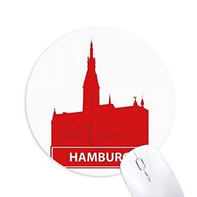 Dıythinker Hamburg Almanya Kırmızı Kent Simgesi Baskılı Yuvarlak Kaymaz Kauçuk Mouse Pad
