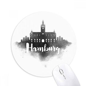 Dıythinker Hamburg Almanya Simgesi Mürekkep Şehir Boyama Baskılı Yuvarlak Kaymaz Kauçuk Mouse Pad