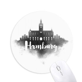 Dıythinker Hamburg Almanya Simgesi Mürekkep Şehir Boyama Baskılı Yuvarlak Kaymaz Kauçuk Mouse Pad