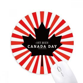 Dıythinker Happy Canada Day 4 Temmuz Siyah Akçaağaç Yaprağı Baskılı Yuvarlak Kaymaz Kauçuk Mouse Pad
