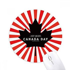 Dıythinker Happy Canada Day 4 Temmuz Siyah Akçaağaç Yaprağı Baskılı Yuvarlak Kaymaz Kauçuk Mouse Pad