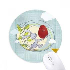 Dıythinker Happy Easter Festival Tavşan Yaprakları Baskılı Yuvarlak Kaymaz Kauçuk Mouse Pad