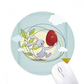 Dıythinker Happy Easter Festival Tavşan Yaprakları Baskılı Yuvarlak Kaymaz Kauçuk Mouse Pad
