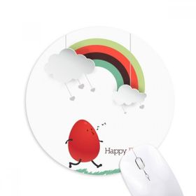 Dıythinker Happy Easter Festival Yumurta Gökkuşağı Baskılı Yuvarlak Kaymaz Kauçuk Mouse Pad