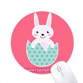 Dıythinker Happy Easter's Day Yumurta Tavşanı İllüstrasyon Baskılı Yuvarlak Kaymaz Kauçuk Mouse Pad