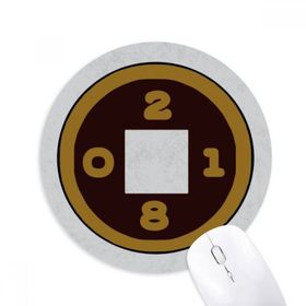 Dıythinker Happy New Year 2018 Bakır Tel Baskılı Yuvarlak Kaymaz Kauçuk Mouse Pad