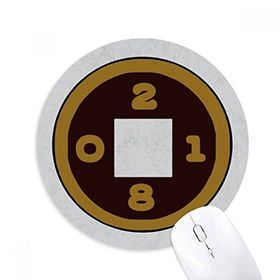 Dıythinker Happy New Year 2018 Bakır Tel Baskılı Yuvarlak Kaymaz Kauçuk Mouse Pad