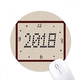 Dıythinker Happy New Year 2018 Saat Tasarımı Baskılı Yuvarlak Kaymaz Kauçuk Mouse Pad