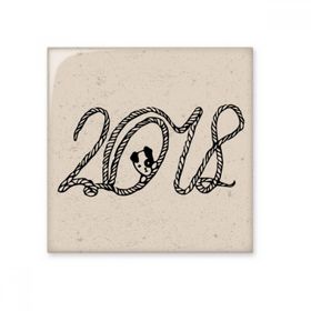 Dıythinker Happy New Year String 2018 Yazı Tipi 10x10 cm Seramik Karo