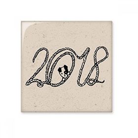 Dıythinker Happy New Year String 2018 Yazı Tipi 10x10 cm Seramik Karo