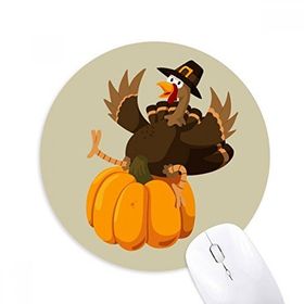 Dıythinker Happy Şükran Günü Pumkin Desenli Baskılı Yuvarlak Kaymaz Kauçuk Mouse Pad