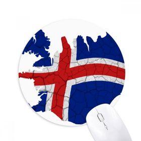 Dıythinker Haritası İzlanda Soyut Bayrak Desenli Baskılı Yuvarlak Kaymaz Kauçuk Mouse Pad