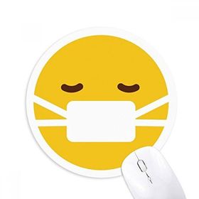 Dıythinker Hasta Maskesi Sarı Sevimli Çevrimiçi Sohbet Baskılı Yuvarlak Kaymaz Kauçuk Mouse Pad
