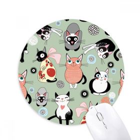 Dıythinker Hayvan Hayvan Sevimli Kedi Aile Baskılı Yuvarlak Kaymaz Kauçuk Mouse Pad