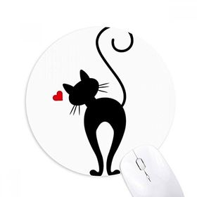 Dıythinker Hayvan Kalp Şekilli Kedi Sihouette Baskılı Yuvarlak Kaymaz Kauçuk Mouse Pad