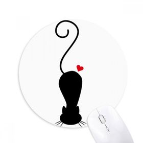 Dıythinker Hayvan Kalp Şekilli Kedi Sihouette Baskılı Yuvarlak Kaymaz Kauçuk Mouse Pad