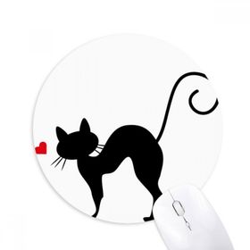 Dıythinker Hayvan Kalp Şekilli Kedi Sihouette Baskılı Yuvarlak Kaymaz Kauçuk Mouse Pad