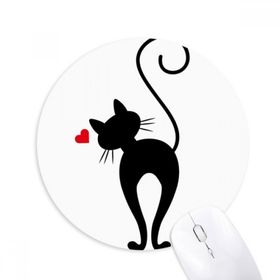 Dıythinker Hayvan Kalp Şekilli Kedi Sihouette Baskılı Yuvarlak Kaymaz Kauçuk Mouse Pad