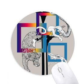 Dıythinker Hayvan Leopar Kertenkele Yılan Desenli Baskılı Yuvarlak Kaymaz Kauçuk Mouse Pad