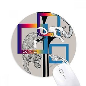 Dıythinker Hayvan Leopar Kertenkele Yılan Desenli Baskılı Yuvarlak Kaymaz Kauçuk Mouse Pad