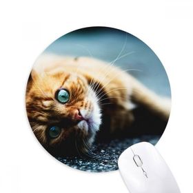 Dıythinker Hayvan Saf Mavi Gözlü Kedi Fotoğrafı Baskılı Yuvarlak Kaymaz Kauçuk Mouse Pad