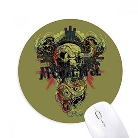 Dıythinker Hayvan Yeşil Yılan Desenli Baskılı Yuvarlak Kaymaz Kauçuk Mouse Pad