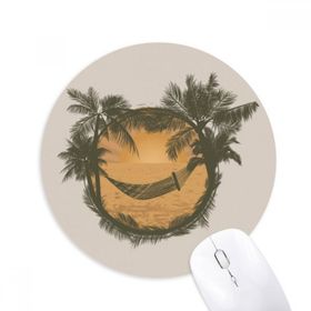 Dıythinker Hindistan Cevizi Ağacı Bulut Hamak Plaj Baskılı Yuvarlak Kaymaz Kauçuk Mouse Pad