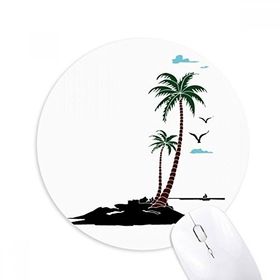Dıythinker Hindistan Cevizi Ağacı Bulut Martılar Plaj Baskılı Yuvarlak Kaymaz Kauçuk Mouse Pad
