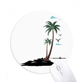 Dıythinker Hindistan Cevizi Ağacı Bulut Martılar Plaj Baskılı Yuvarlak Kaymaz Kauçuk Mouse Pad