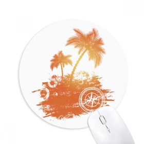 Dıythinker Hindistan Cevizi Ağacı Plaj Desen İllüstrasyon Baskılı Yuvarlak Kaymaz Kauçuk Mouse Pad