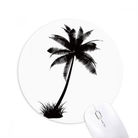 Dıythinker Hindistan Cevizi Ağacı Plaj Siyah Siluet Baskılı Yuvarlak Kaymaz Kauçuk Mouse Pad