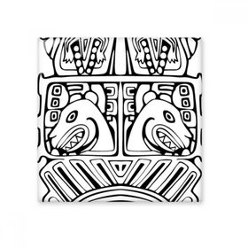 Dıythinker Hint Soyut Çizgi Çizim Totem Direk Yüzü 10x10 cm Seramik Karo
