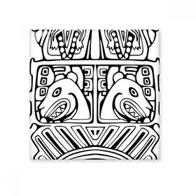 Dıythinker Hint Soyut Çizgi Çizim Totem Direk Yüzü 10x10 cm Seramik Karo