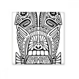 Dıythinker Hint Soyut Totem Çizgi Çizim Totem Direk Yüzü 10x10 cm Seramik Karo