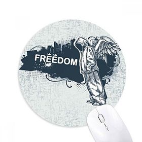 Dıythinker Hip-Hop Özgürlük Din Melek Desenli Baskılı Yuvarlak Kaymaz Kauçuk Mouse Pad
