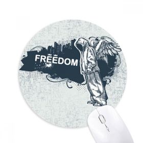 Dıythinker Hip-Hop Özgürlük Din Melek Desenli Baskılı Yuvarlak Kaymaz Kauçuk Mouse Pad