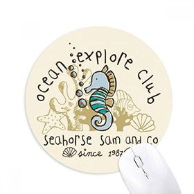 Dıythinker Hippocampus Deniz Yaşamı Çizgi Film Desenli Baskılı Yuvarlak Kaymaz Kauçuk Mouse Pad