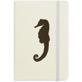 Dıythinker Hippocampus Deniz Yaşamı Siyah Desenli Kumaş Sert Kapak A5 Defter
