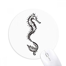Dıythinker Hippocampus Deniz Yaşamı Siyah İllüstrasyon Baskılı Yuvarlak Kaymaz Kauçuk Mouse Pad