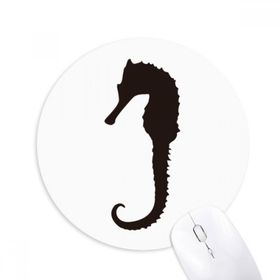 Dıythinker Hippocampus Deniz Yaşamı Siyah Siluet Baskılı Yuvarlak Kaymaz Kauçuk Mouse Pad