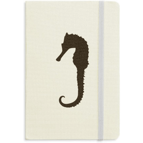 Dıythinker Hippocampus Marine Life Siyah Silüet Kumaş Sert Kapak A5 Defter