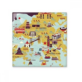 Dıythinker Hong Kong Haritası Gezi Çin Seramik 10x10 cm Seramik Karo